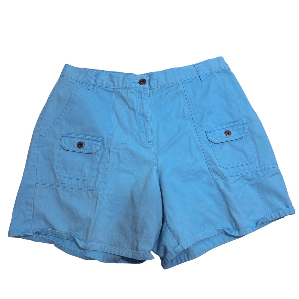 Vintage Jones Wear Sport Womens Blue Cotton Cargo Shorts High Rise Size 12
